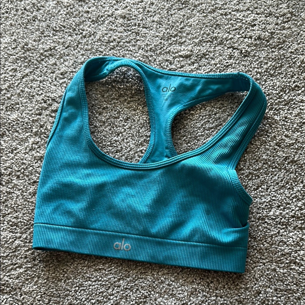 ALO Yoga Blue Racerback Sports Bra
